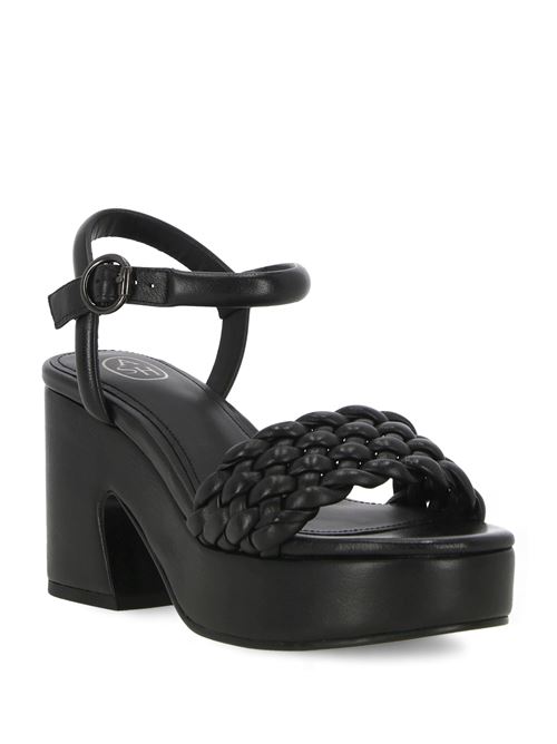 Black sandals with braided strap Ash | OAK01FOULARD BLACK